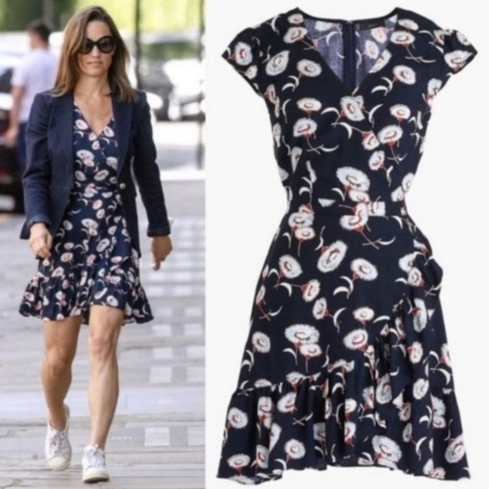 J Crew printed faux wrap dress size 14 seen on Pippa Middleton